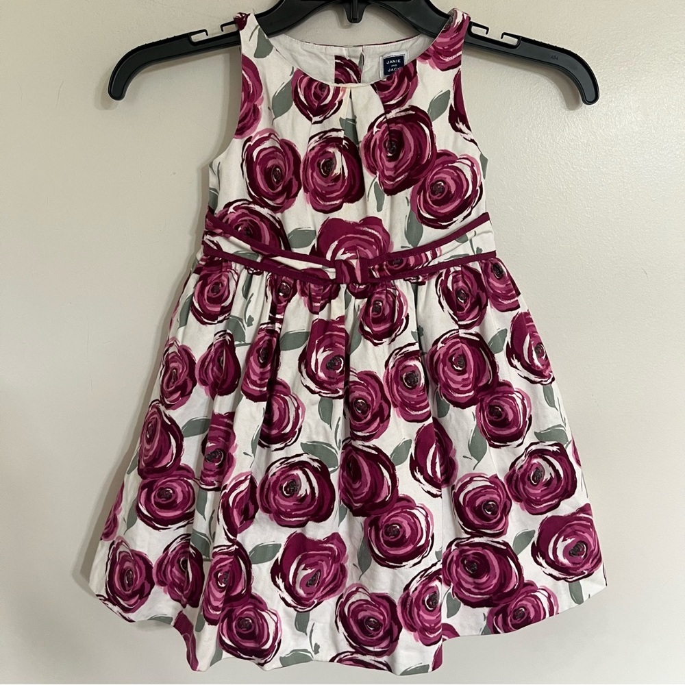 Janie and Jack Girls Purple Rose Floral Sleeveless Dress Size 3 Party Wedding